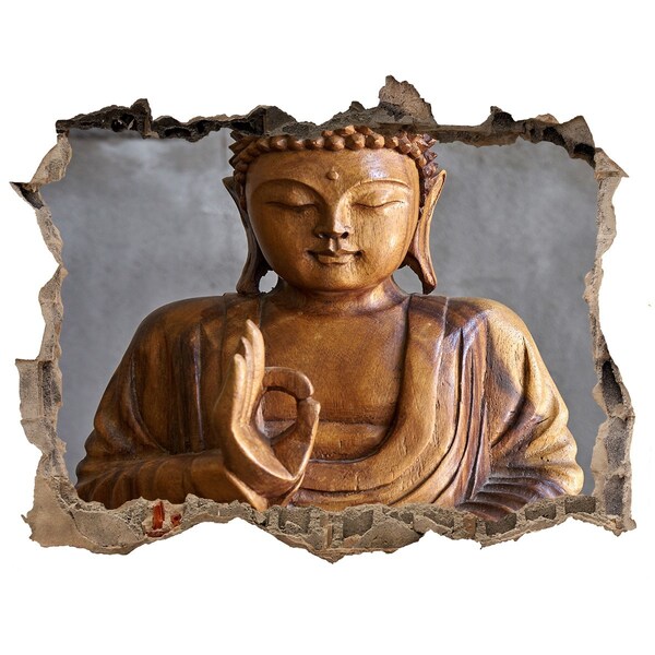 3D wall hole Wooden Buddha