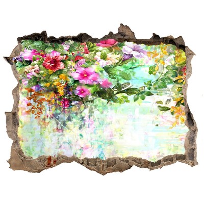 3D wall hole A flower paradise behind the wall