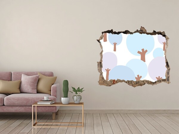 Hole wall sticker Landscape with trees