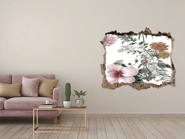 Hole in the wall sticker Floral pattern