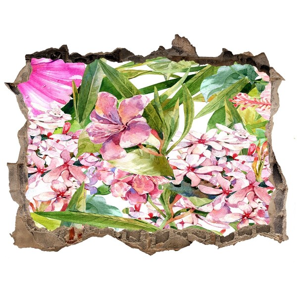 3D wall hole wallpaper A flower paradise behind the walls