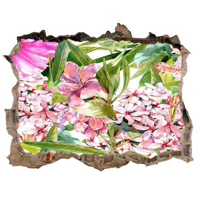 3D wall hole wallpaper A flower paradise behind the walls