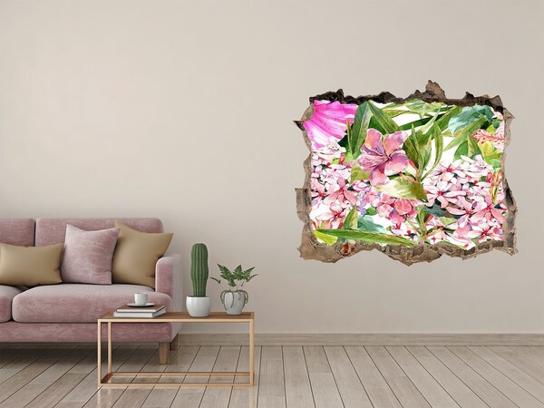 3D wall hole wallpaper A flower paradise behind the walls