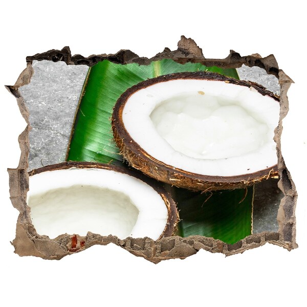 3D wall hole wallpaper Coconut Treasures in the Heart of the Jungle