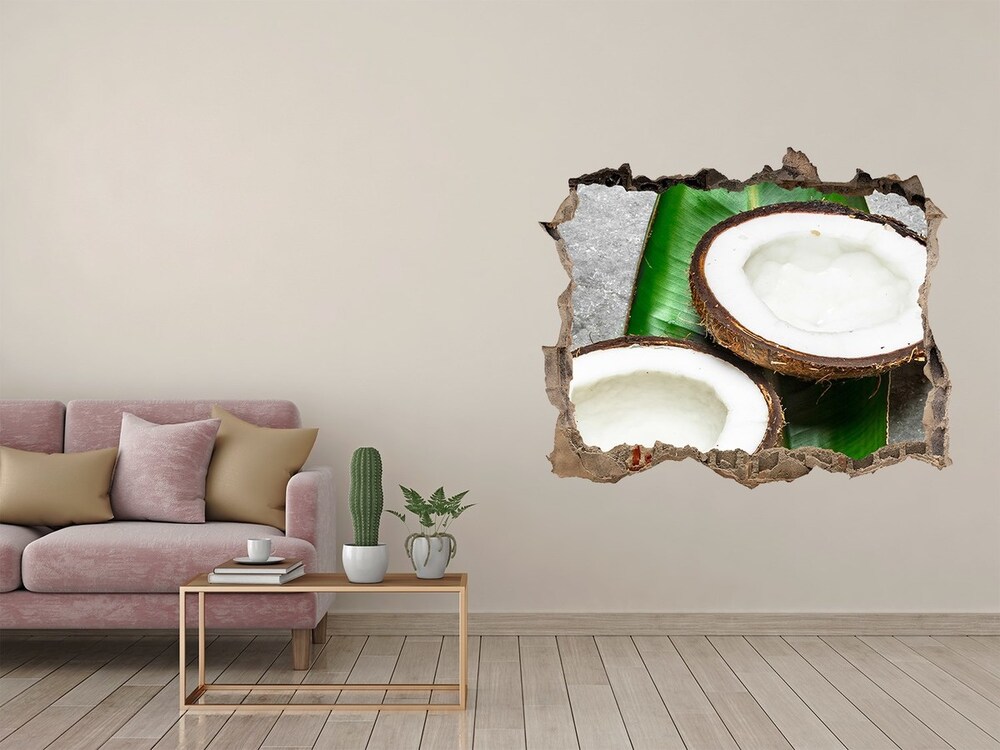 3D wall hole wallpaper Coconut halves