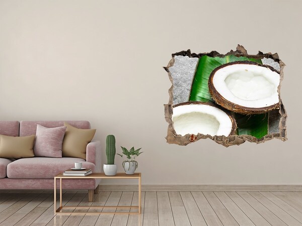 3D wall hole wallpaper Coconut Treasures in the Heart of the Jungle