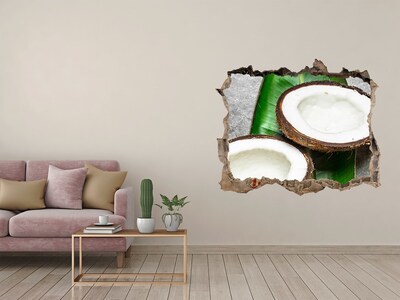 3D wall hole wallpaper Coconut Treasures in the Heart of the Jungle