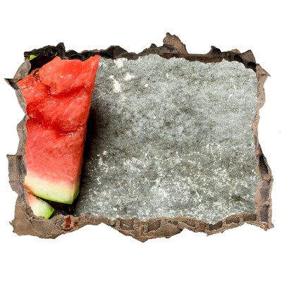 Hole wall sticker A slice of watermelon in concrete