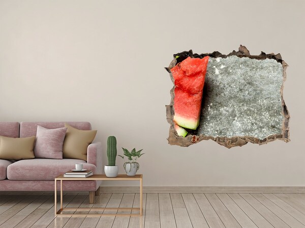 Hole wall sticker A slice of watermelon in concrete