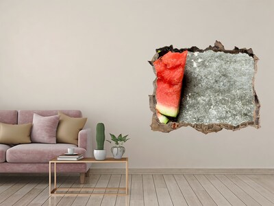 Hole wall sticker A slice of watermelon in concrete