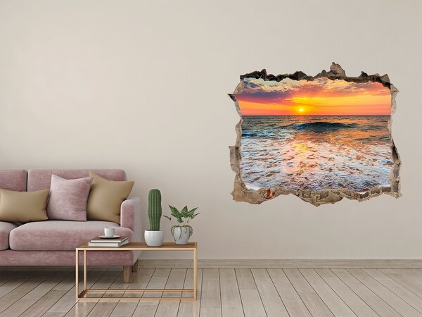 Hole in the wall decal Sunset over the sea