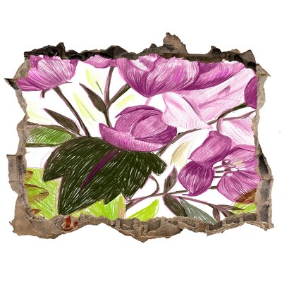 Hole wall sticker Flower garden behind the wall