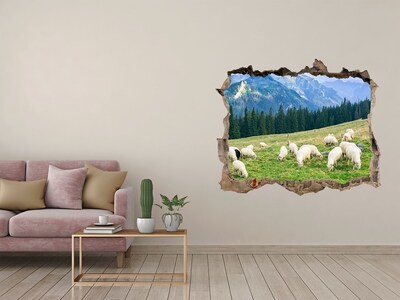 Hole in the wall decal Mountain landscape with sheep