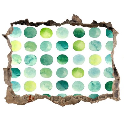 Hole in the wall sticker Green dots on the wall background