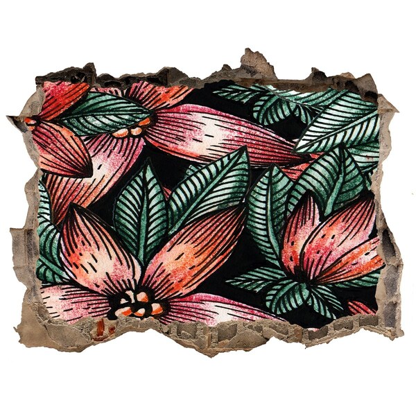 Hole in the wall decal A floral pattern against a damaged wall