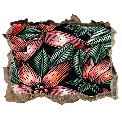 Hole in the wall decal A floral pattern against a damaged wall