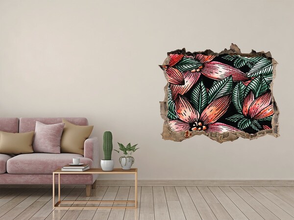 Hole in the wall decal Floral pattern