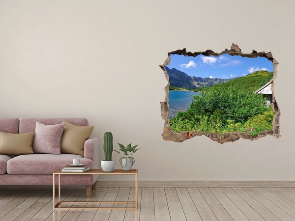 Hole in the wall sticker Mountain landscape with a lake