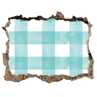 3D wall hole wallpaper A damaged wall with a blue grid