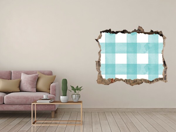 3D wall hole wallpaper A damaged wall with a blue grid