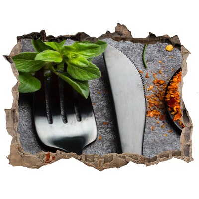 Hole in the wall decal Cutlery and spices