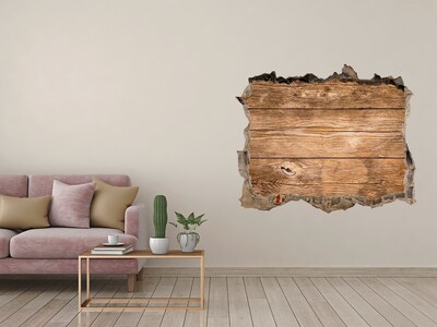 Hole in the wall decal Wooden background