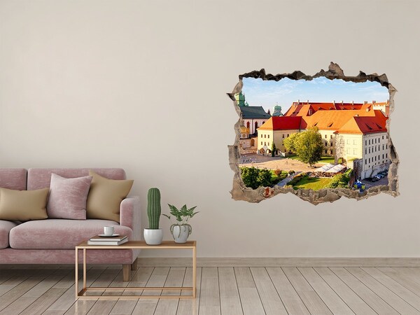 3D wall hole wallpaper A castle in a picturesque setting