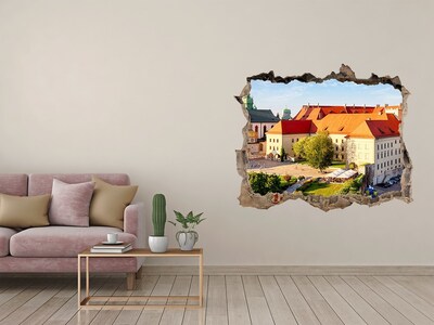 3D wall hole wallpaper A castle in a picturesque setting