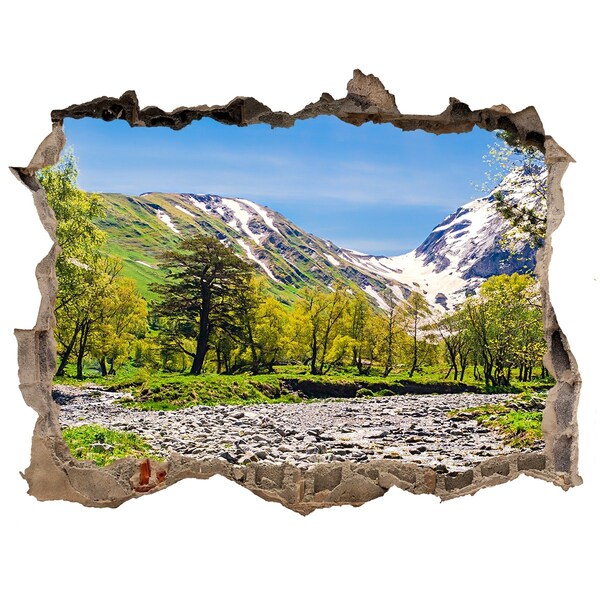 Hole wall sticker River in the mountains