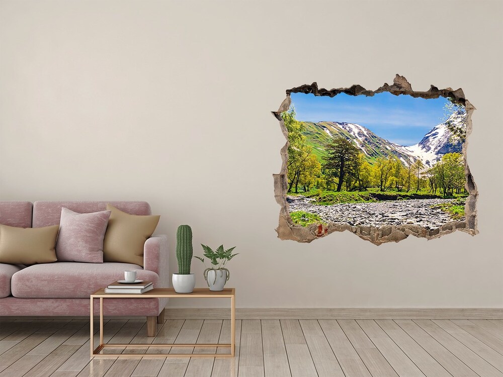 Hole wall sticker River in the mountains