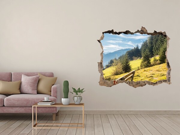 3D wall hole View of the mountain valley