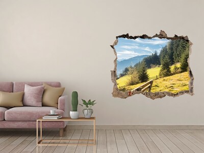 3D wall hole View of the mountain valley