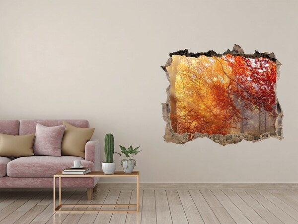 3D wall hole Autumn forest