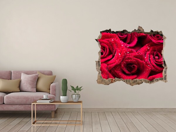 3D wall hole Drops on roses