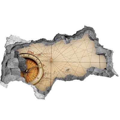 Hole wall sticker Ancient sea map