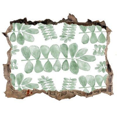 3D wall hole Green leaves