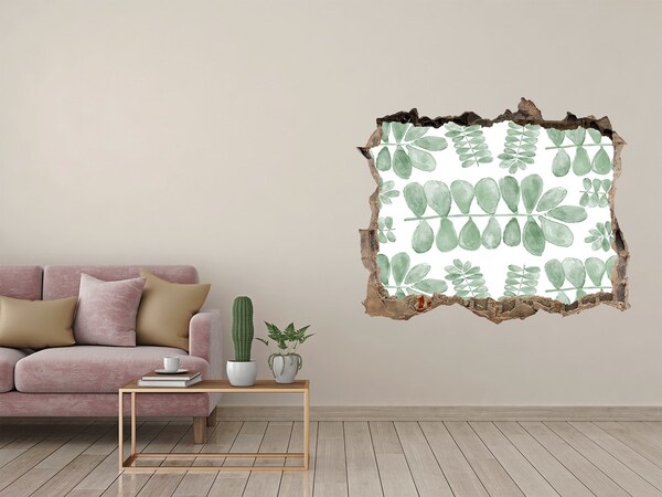 3D wall hole Green leaves