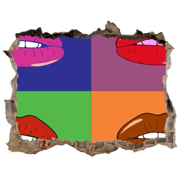 Hole wall sticker Lips in rainbow colors