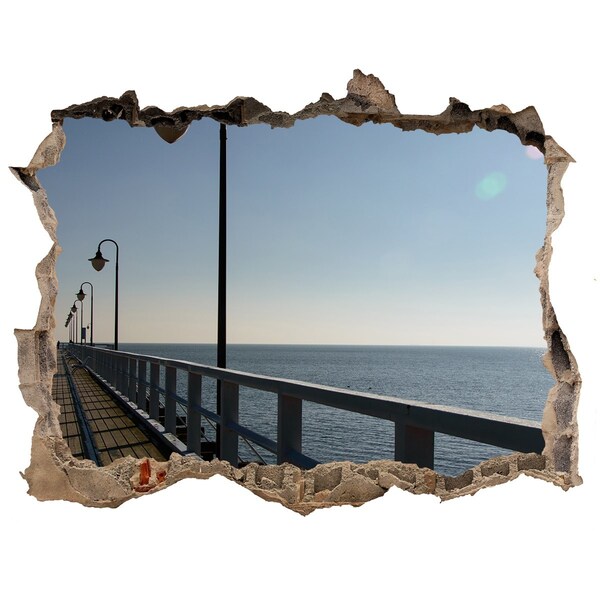 3D wall hole wallpaper Sea view from the pier
