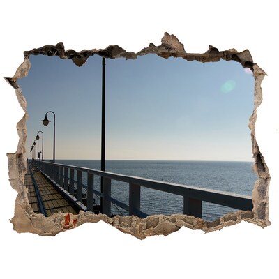 3D wall hole wallpaper Sea view from the pier