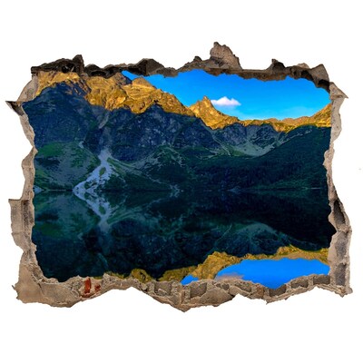 Hole in the wall sticker Mountain landscape with a lake