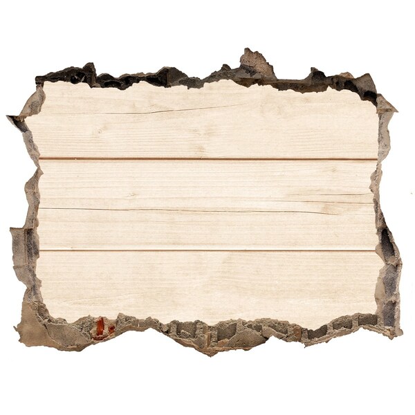 Hole wall sticker A damaged wall with a wooden floor
