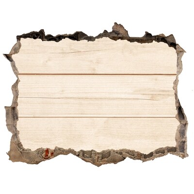 Hole wall sticker A damaged wall with a wooden floor