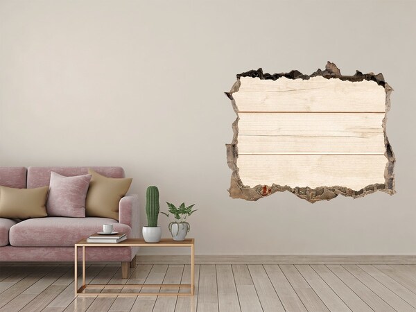 Hole wall sticker A damaged wall with a wooden floor
