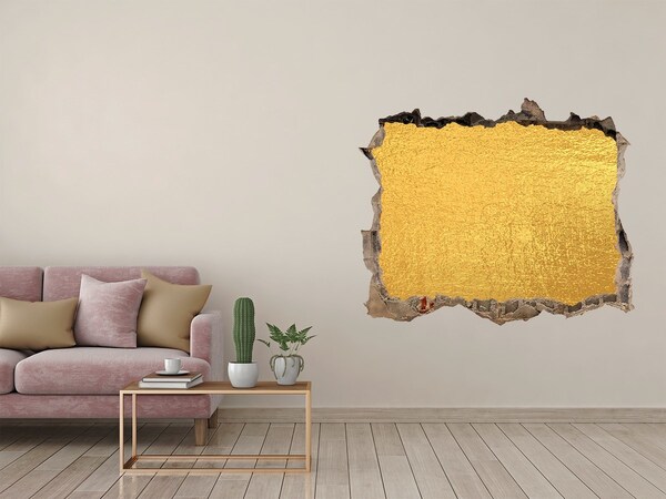 3D wall hole wallpaper Golden foil background