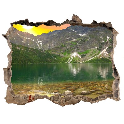 Hole in the wall decal Mountain landscape by the lake