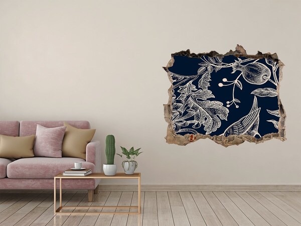 Hole wall sticker A bird against the background of vegetation