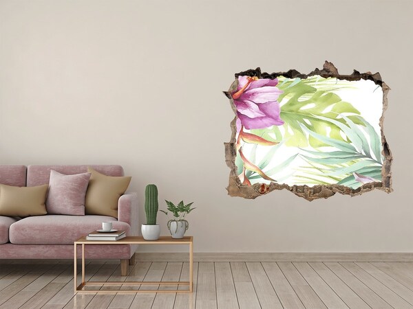 Hole wall sticker Tropical paradise behind the wall