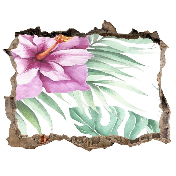 Hole in the wall decal Hawaiian flowers