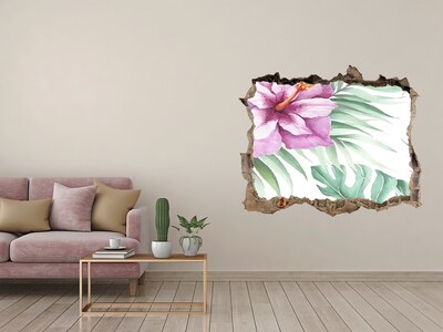 Hole in the wall decal Hawaiian flowers